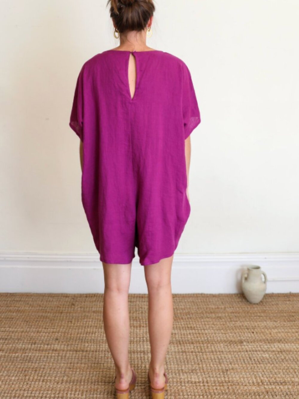 Gravel and Gold rancho romper linen shorterall size 2